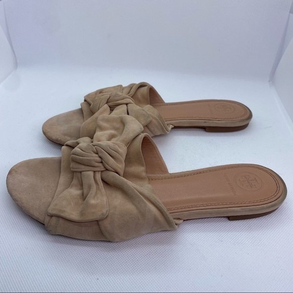 Tory Burch Annabelle Bow Slide Sandal Blush Pink Suede Size 8M - Picture 4 of 7